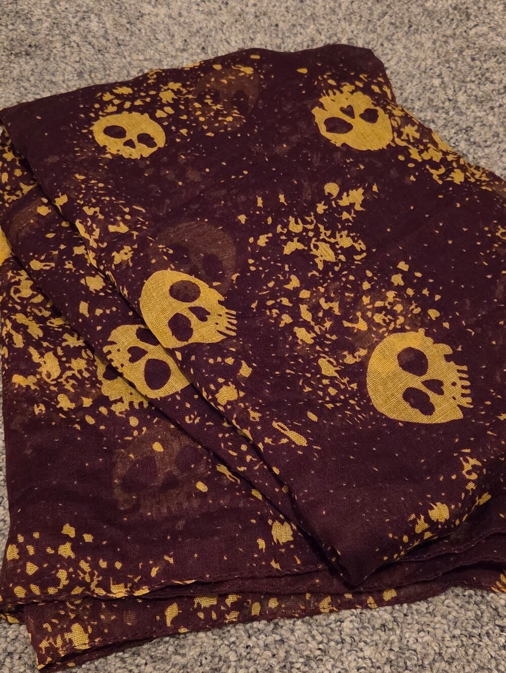 Skull Pattern Infinity Scarf Gothic Soft Halloween Spooky